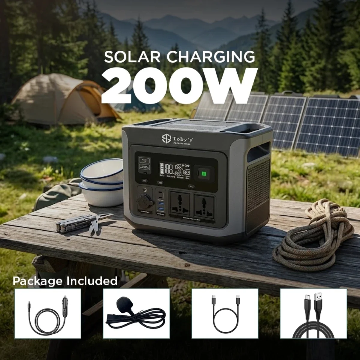 Toby's TBS-144A Portable Power Station 600W 144000mAh 460.8Wh with 220V AC Output - Black - Image 9