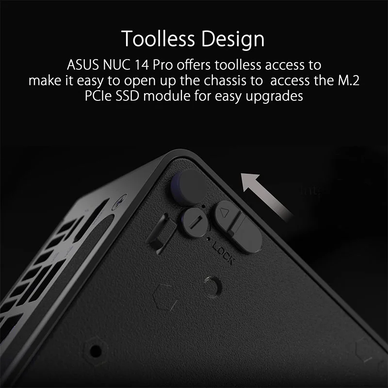 كمبيوتر مكتبي صغير Asus NUC 14 Pro Kit بمعالج Intel Core 3-100U ورام 8GB DDR5 و500GB NVMe M.2 SSD ورسوميات Intel ونظام DOS – 90AR0072-M00050 - Thumbnail 5