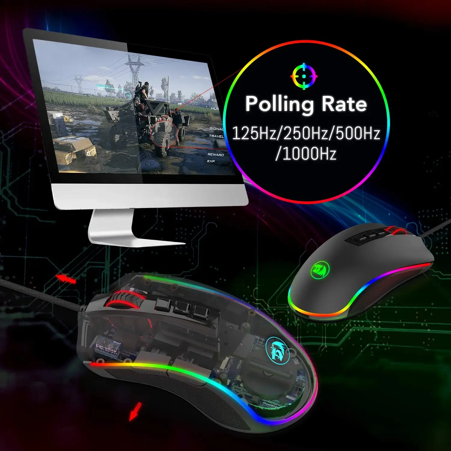 Redragon M711 Cobra RGB Gaming Mouse, 10,000 DPI, 7 Programmable Buttons - Thumbnail 7