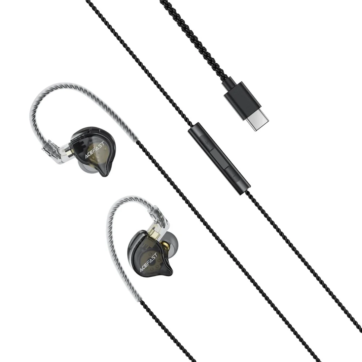 ACEFAST L11 USB-C HiFi Wired Earphones with Detachable Cable and Microphone - Black - Image 4