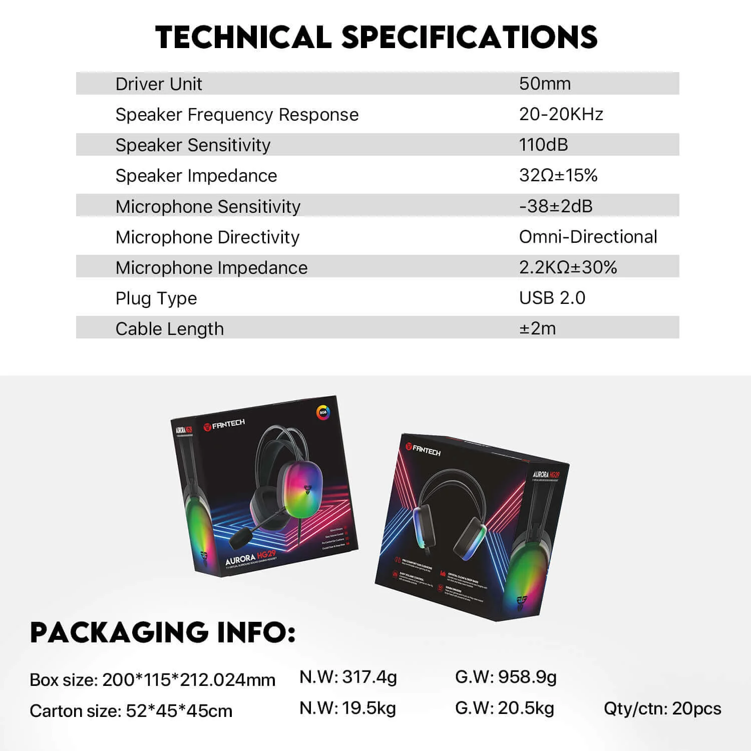 Fantech Aurora HG29 7.1 Surround Sound Gaming Headset - Image 7