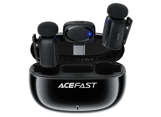 ميكروفون لافالير لاسلكي مزدوج ACEFAST R2 بمنفذ USB-C لهواتف iPhone وAndroid - أسود - Image 8