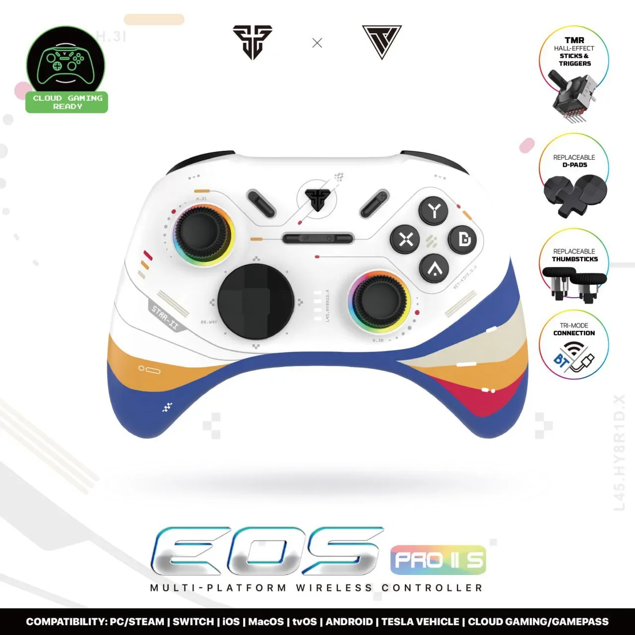 يد تحكم ألعاب Fantech EOS PRO II S WGP15V2S لاسلكية Star Two White - Thumbnail 3