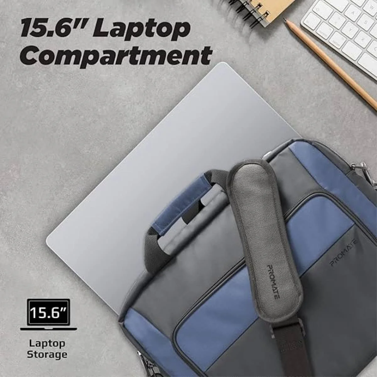 Promate Limber-MB Lightweight Messenger Laptop Bag for Up to 15.6-Inch Laptops - Image 6