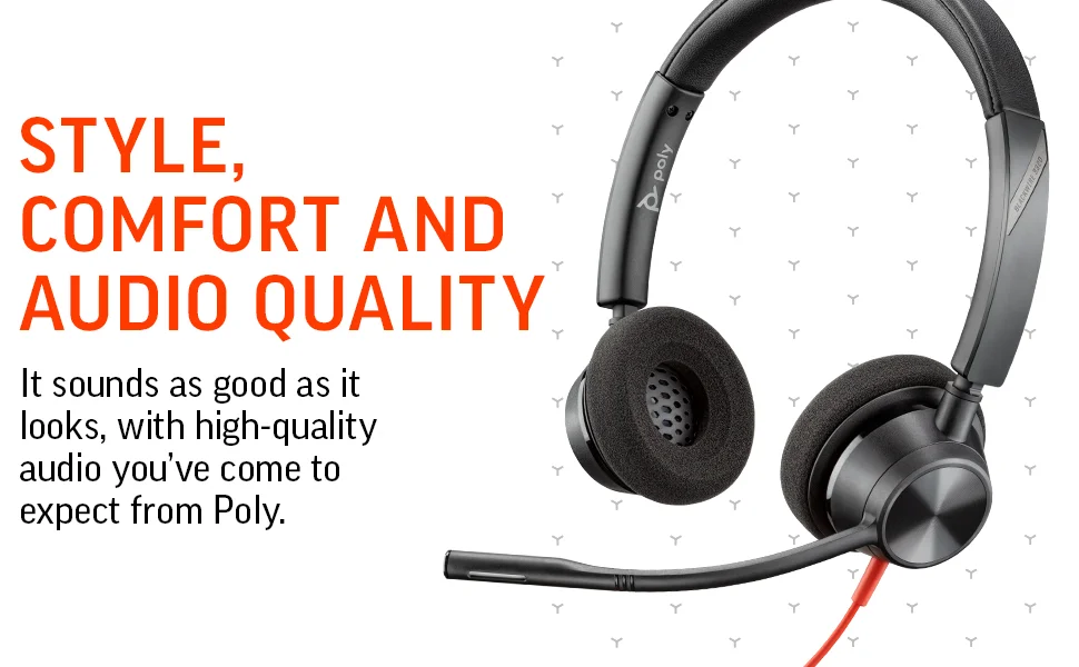سماعة رأس Poly Blackwire 3320 سلكية مزدوجة الأذن USB-C مع ميكروفون بوم عازل للضوضاء - Thumbnail 8