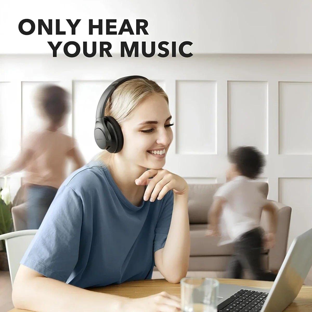 Anker Soundcore Life Q20 Hybrid ANC Wireless Over-Ear Bluetooth Headphones, 60H Playtime, Black - Thumbnail 4
