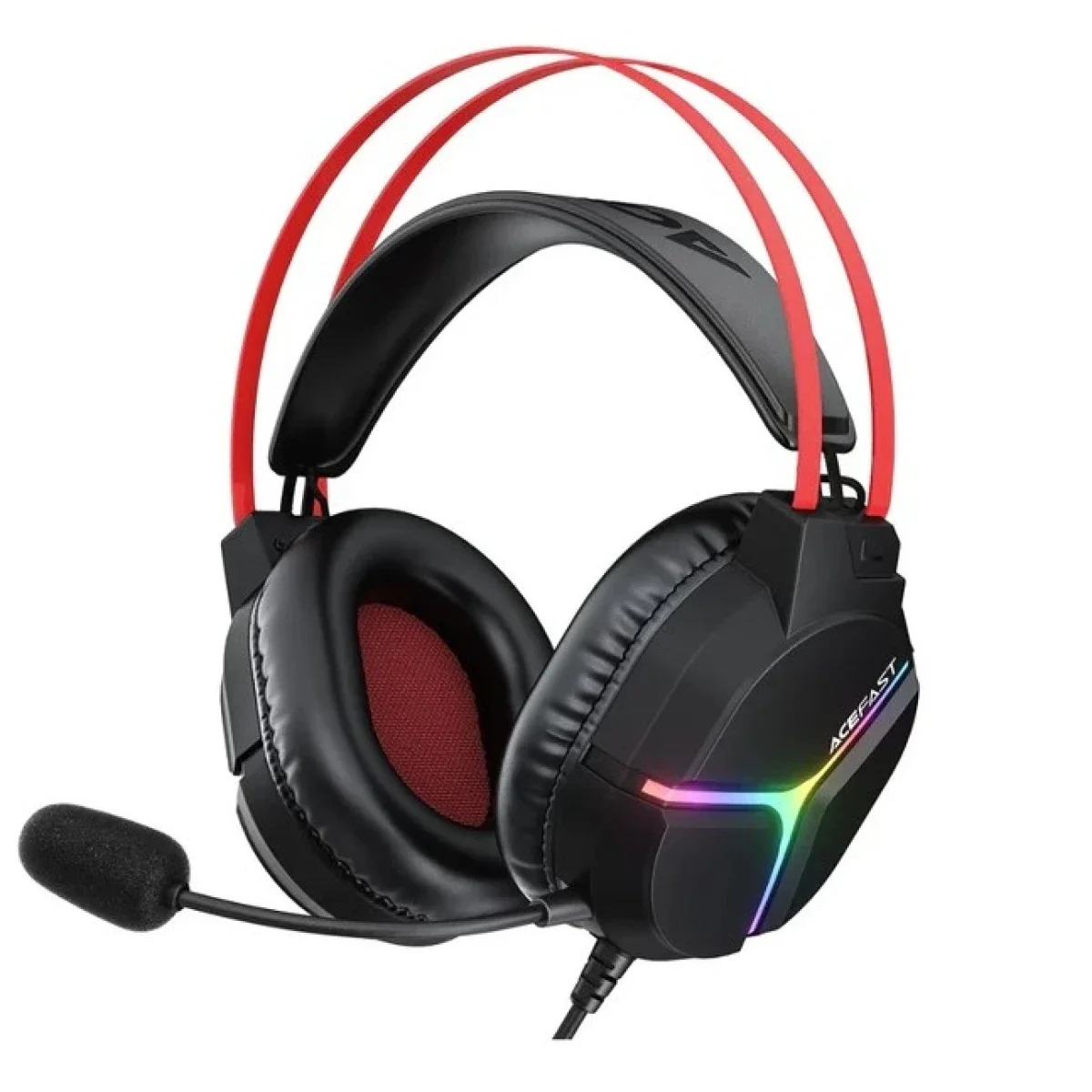 ACEFAST H16 Wired Gaming Headset with 50mm Drivers, RGB and 2m Cable - Black