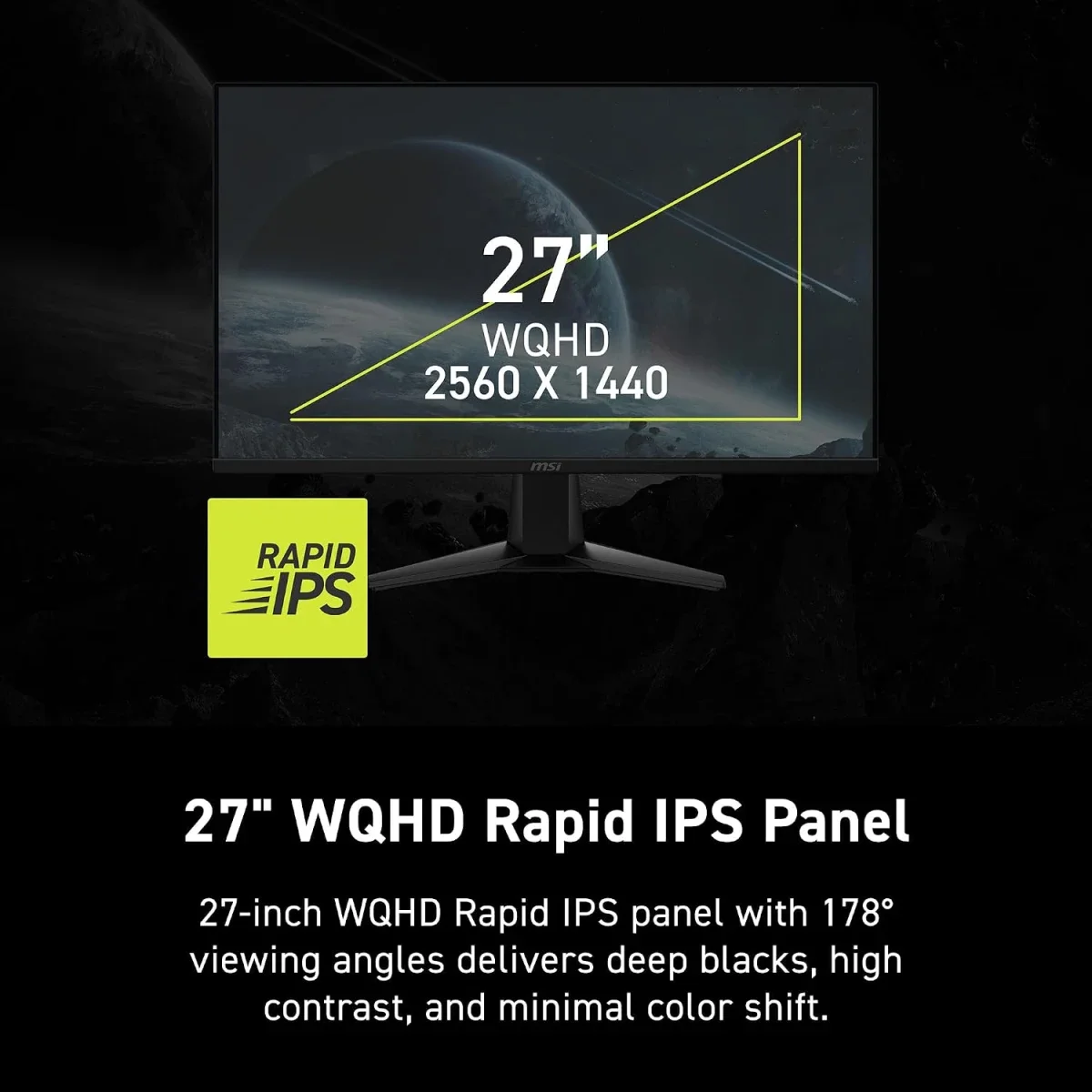 شاشة ألعاب MSI مقاس 27 إنش IPS بدقة 2K WQHD وتردد 200Hz واستجابة 0.5ms، FreeSync Premium وG-SYNC Compatible، HDR Ready، HDMI وVGA، VESA، تعديل الميل، أسود – MAG 275QF E20 - Thumbnail 6
