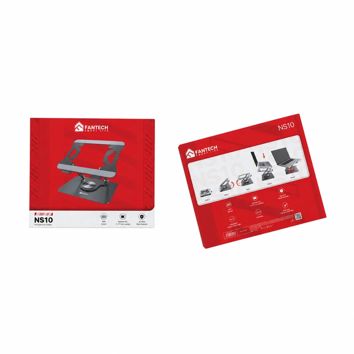 حامل لابتوب وتابلت Fantech NS10 فولاذي باللونين الأسود والفضي حتى 17 إنش - Image 6