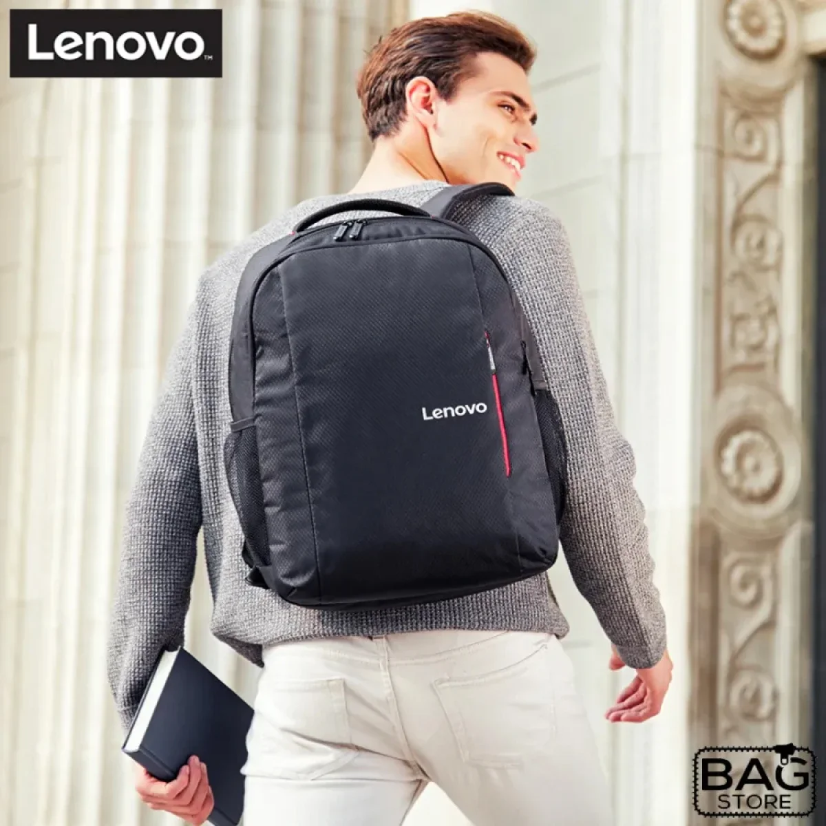 حقيبة ظهر لابتوب Lenovo B510 للاستخدام اليومي مقاس 15.6 إنش مقاومة للماء باللون الأسود - Image 2