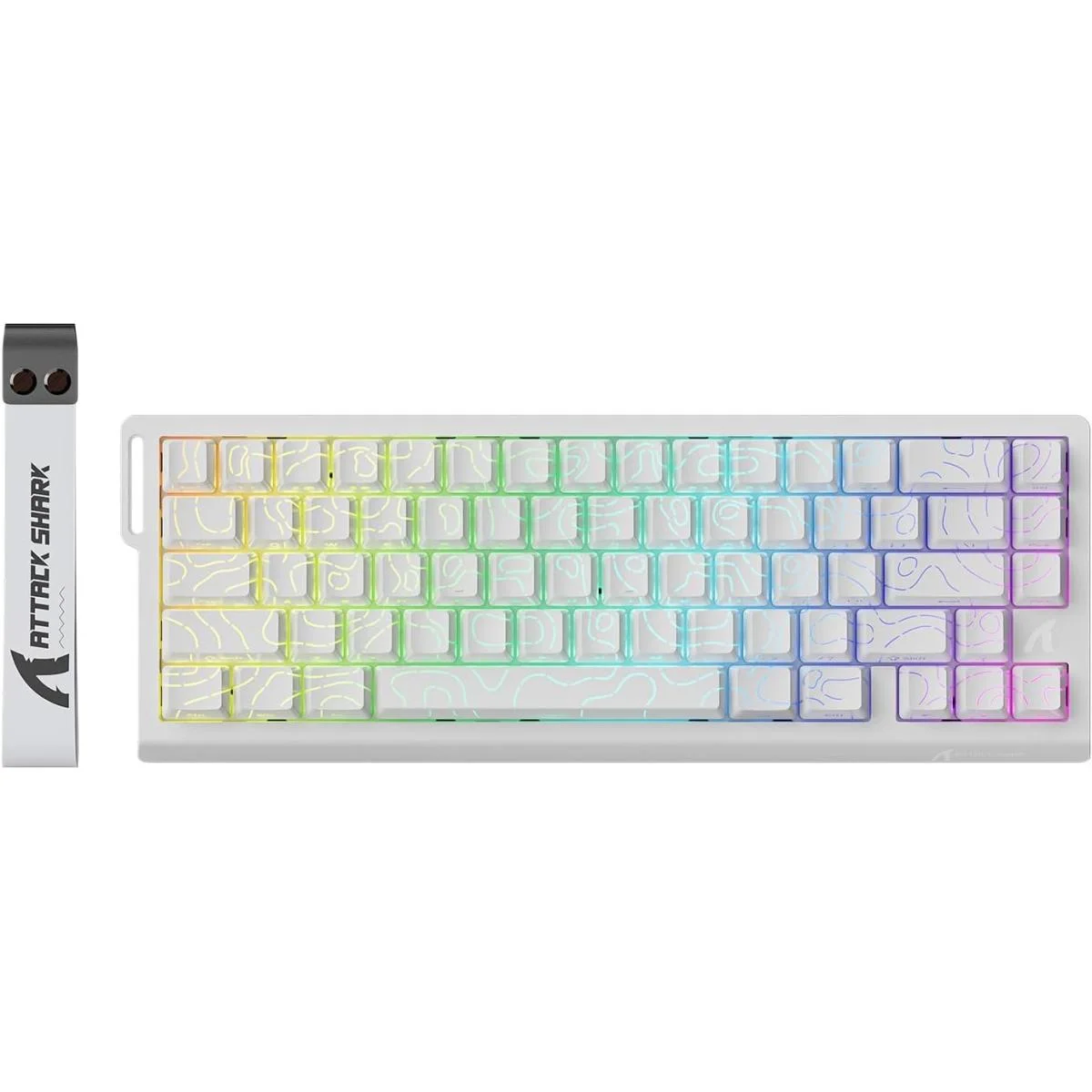 كيبورد ألعاب ATTACK SHARK X68 HE سلكي 60% بمفاتيح مغناطيسية وRapid Trigger، أبيض Contour