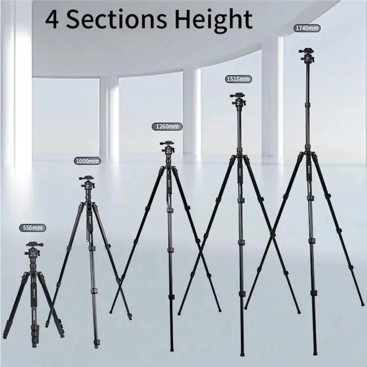Jmary KT285+NB40 2-in-1 Tripod & Monopod Camera and Phone Stand 1.75m Black - Thumbnail 6