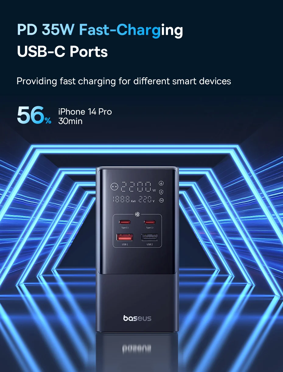 مشترك كهربائي رقمي Baseus PowerCombo Tower بقدرة 35 واط، 3 منافذ AC و2 USB-A و2 USB-C، سلك EU بطول 1.5 متر - أسود - Thumbnail 19