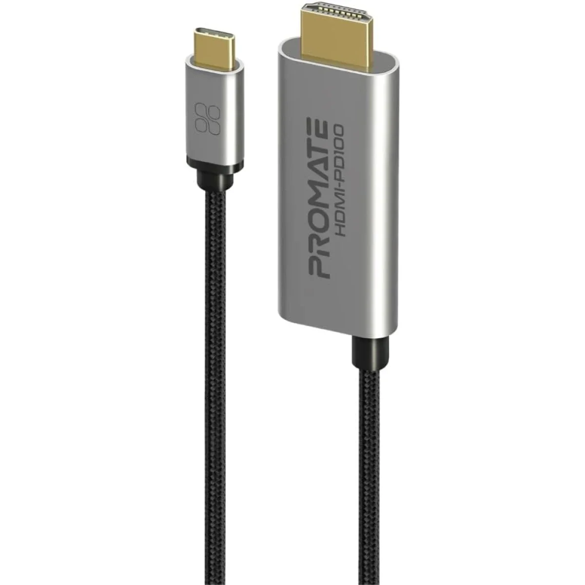 كابل Promate HDMI-PD100 USB-C إلى HDMI بدقة 4K 60Hz ومنفذ PD 100W بطول 180 سم - Thumbnail 2