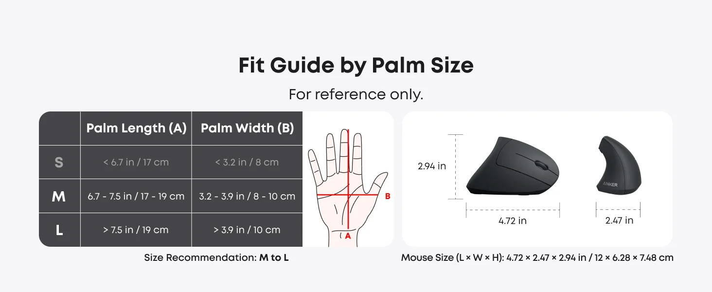 Anker 2.4GHz Wireless Vertical Ergonomic Optical Mouse, 800/1200/1600 DPI, Black - Thumbnail 15