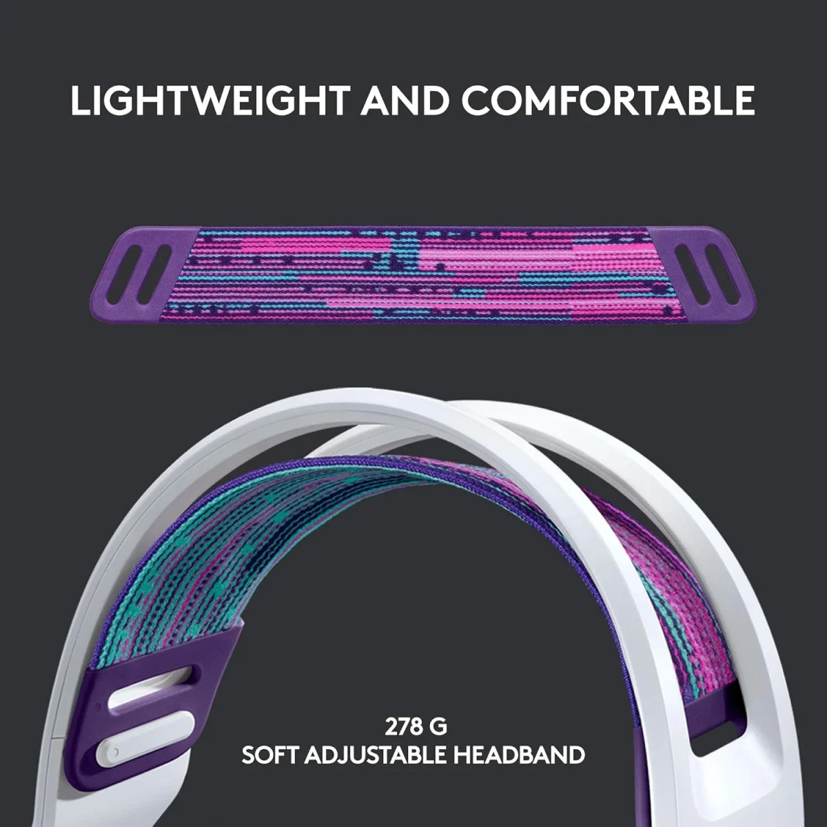 سماعة ألعاب Logitech G733 LIGHTSPEED لاسلكية مع إضاءة LIGHTSYNC RGB، أبيض - Thumbnail 2