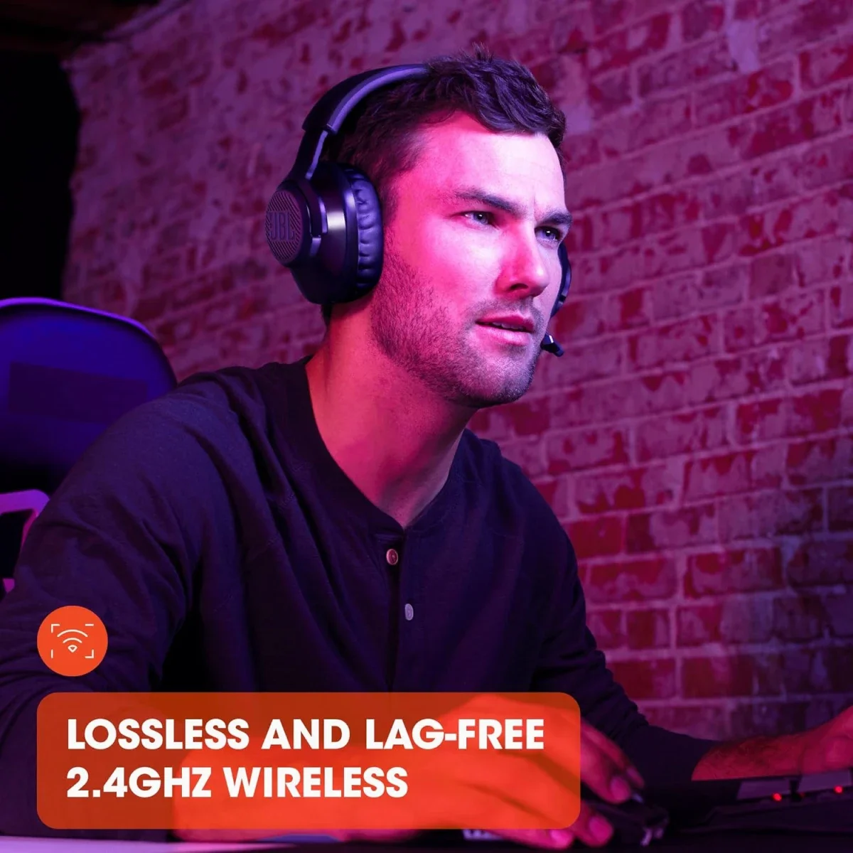سماعة ألعاب JBL Quantum 350 Wireless لاسلكية مع ميكروفون بوم قابل للفصل وبطارية 22 ساعة، أسود - Thumbnail 4