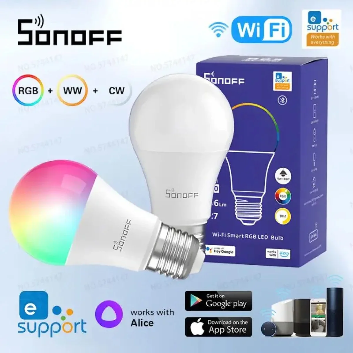 لمبه LED ذكيه SONOFF B05-BL واي فاي 9 واط E26/E27 قابله للتعتيم RGB