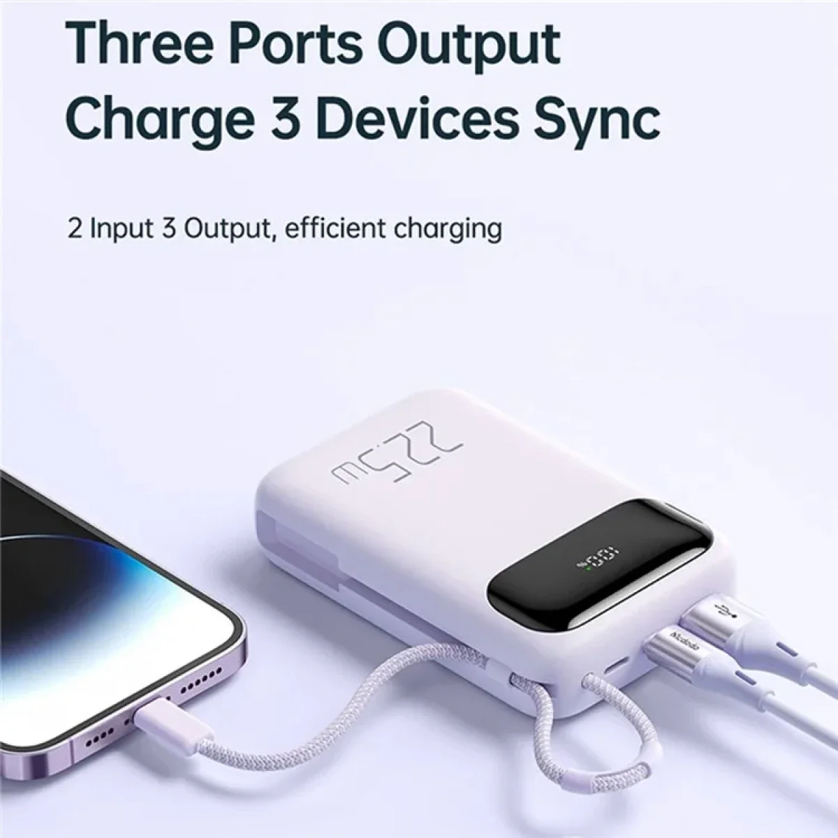 Mcdodo MC-325 10000mAh 22.5W PD Power Bank with Built-In iP Cable - Black - Thumbnail 4