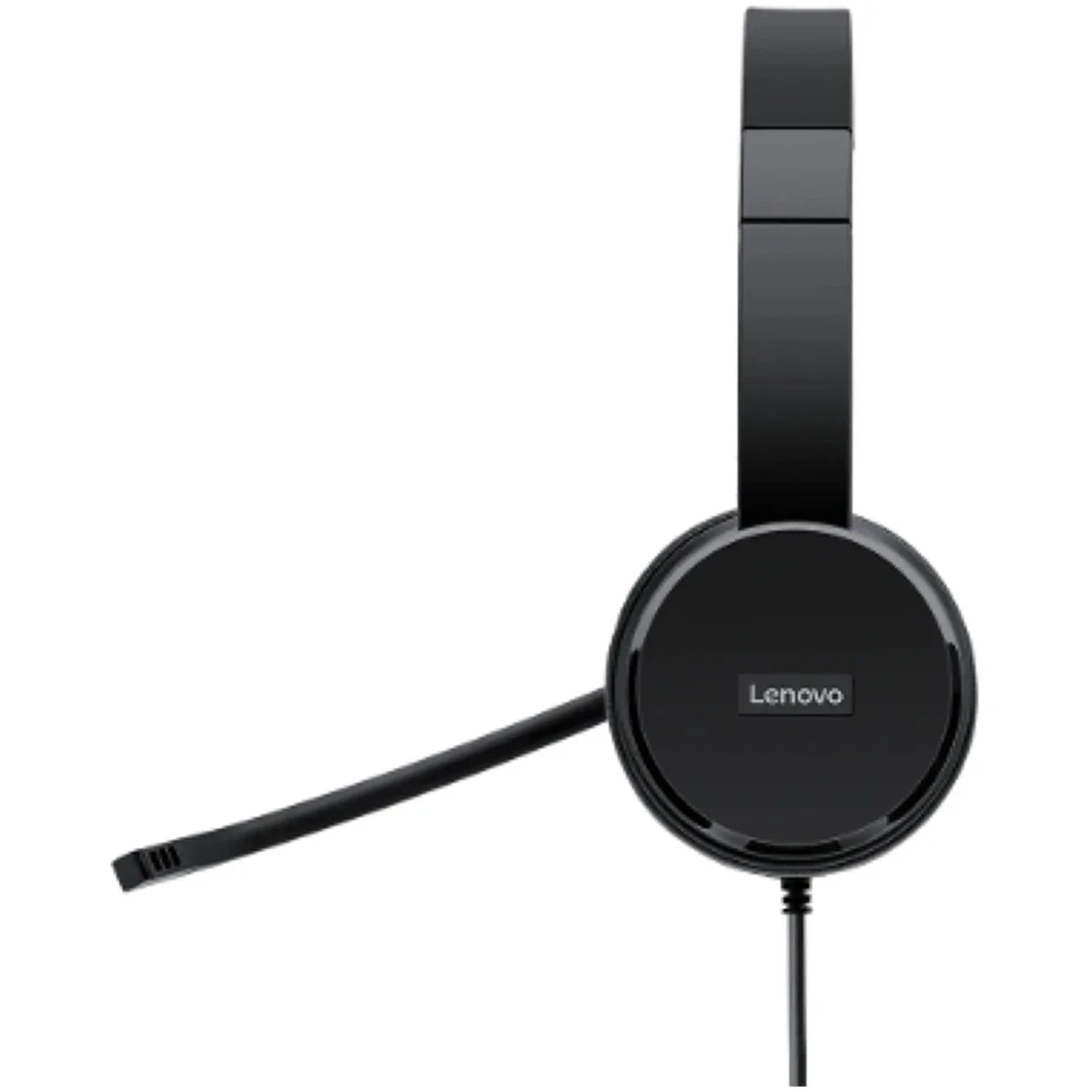 سماعة رأس Lenovo 100 ستيريو USB مع ميكروفون ذراع 180°، أسود - Thumbnail 2