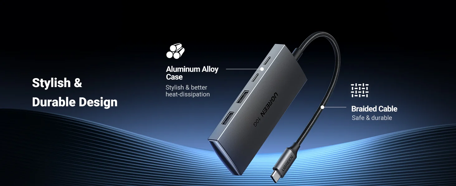 موزع USB-C Ugreen CM480 بسرعة 10Gbps و4 منافذ USB 3.2 مع 2 USB-C و2 USB-A - Image 13