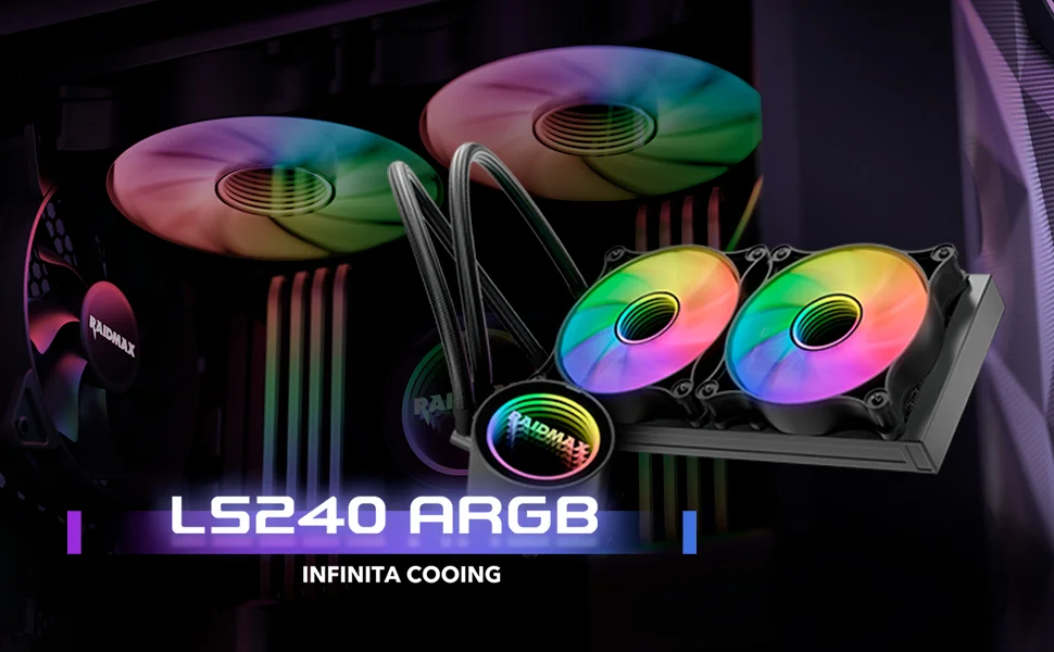 مبرد سائل للمعالج Raidmax Infinita LS360 AIO مقاس 360mm ARGB PWM لون أسود - Thumbnail 10