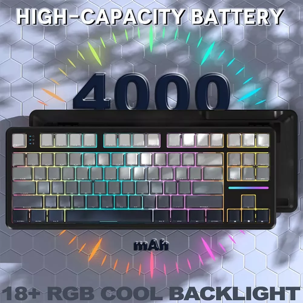 كيبورد ATTACK SHARK X87 ميكانيكي ثلاثي الاتصال بتصميم Gasket، إصدار Moonlight Night وسويتش Strawberry - Image 6