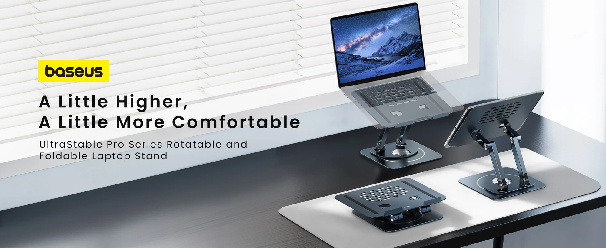 Baseus Foldable 360° Rotating Laptop & Tablet Stand, Three-Fold Version, Grey - Thumbnail 6