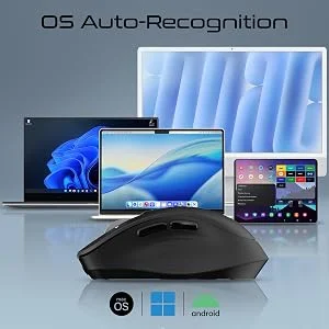 Promate SamoTri Tri-Mode Wireless Mouse, Bluetooth 5.0, 2.4GHz, 3200 DPI, Black - Thumbnail 15