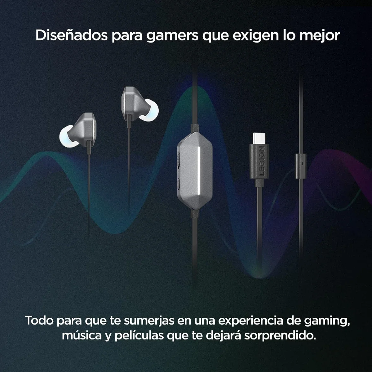 سماعات أذن للألعاب Lenovo Legion E510 RGB بمنفذ USB-C وصوت محيطي 7.1 وHi-Res ووحدة تحكم سلكية بإضاءة RGB للكمبيوتر والتابلت والهاتف - Image 5