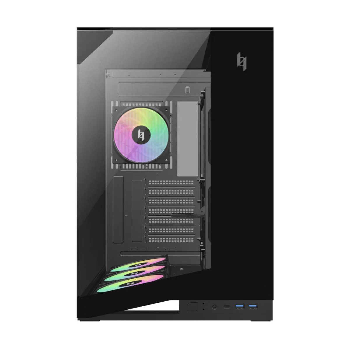 GameMax NEX C56 Black Panoramic ARGB Gaming Case with 7 ARGB Fans - Thumbnail 2