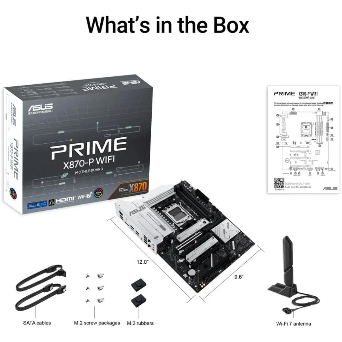 لوحة أم Asus Prime X870-P WIFI 7 AMD X870 AM5 ATX مع 4x M.2 وDDR5 وUSB 3.2 Gen 2x2 Type-C وUSB4 Header - Image 3