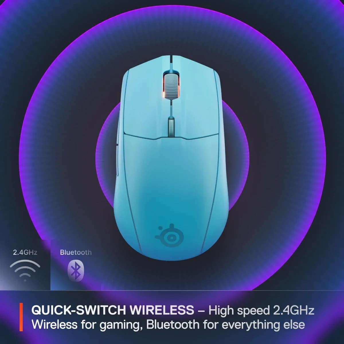 ماوس ألعاب SteelSeries Rival 3 Wireless Gen 2 لاسلكي، 18000 DPI، أكوا - Thumbnail 5