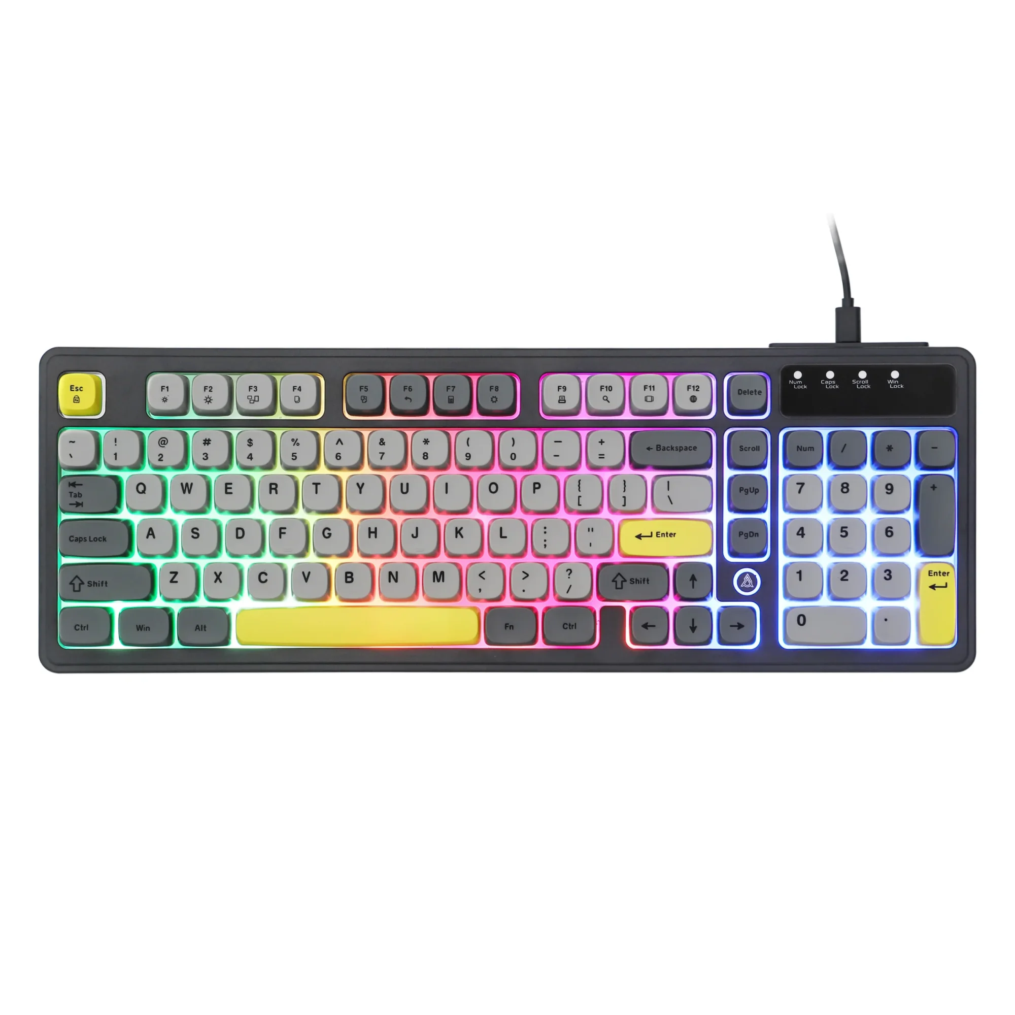 كيبورد AJAZZ AF98 سلكي للألعاب – أسود ورمادي وأصفر، إضاءة مختلطة - Image 8