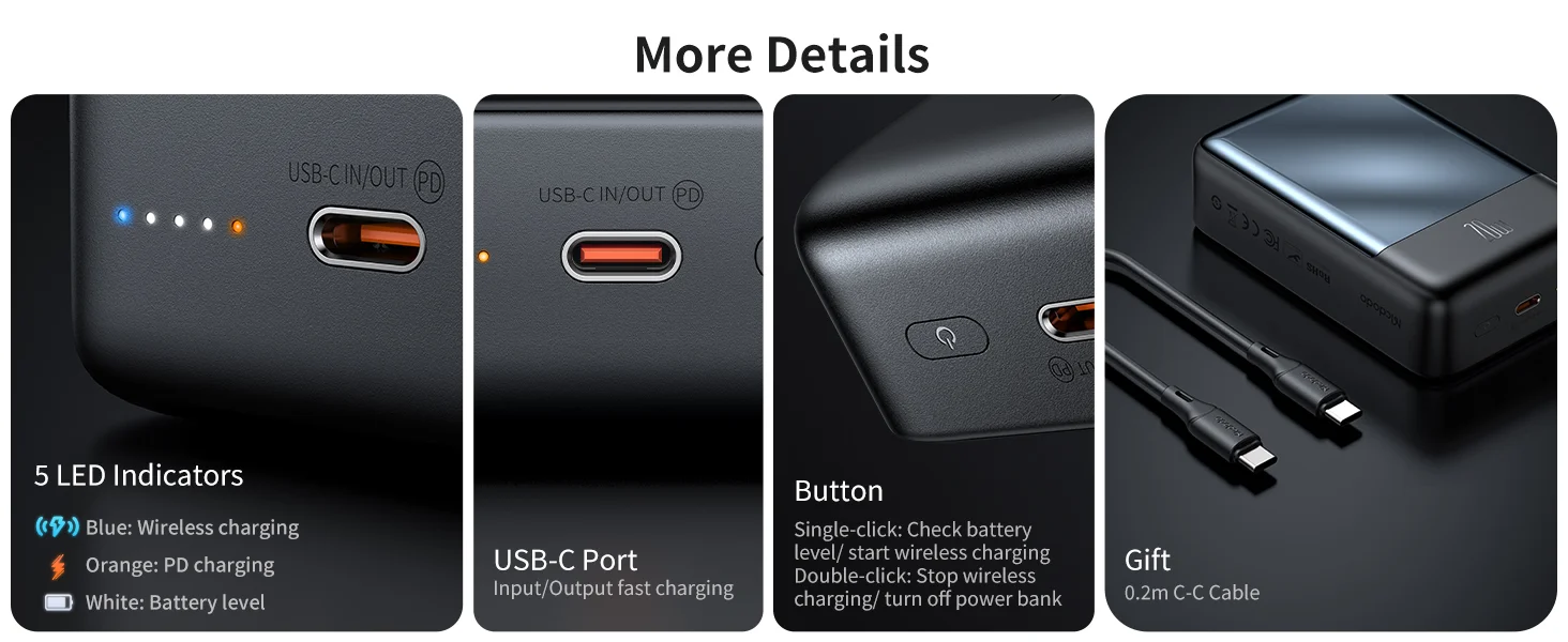 باور بانك Mcdodo MC-5021 مغناطيسي MagSafe لاسلكي 20000mAh PD 20W - Image 16
