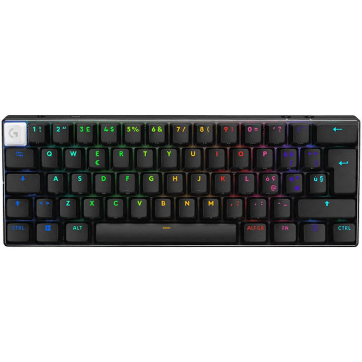 كيبورد ألعاب Logitech G PRO X 60 LIGHTSPEED لاسلكي 60% بمفاتيح GX Tactile Optical وإضاءة RGB، أسود