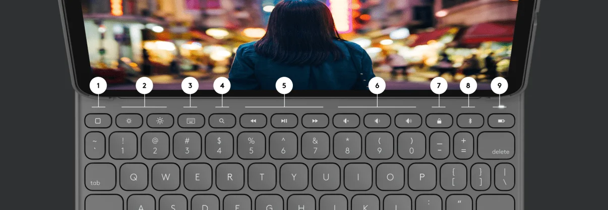 جراب لوحة مفاتيح Logitech Slim Folio عربي لجهاز iPad الجيل العاشر - Thumbnail 5