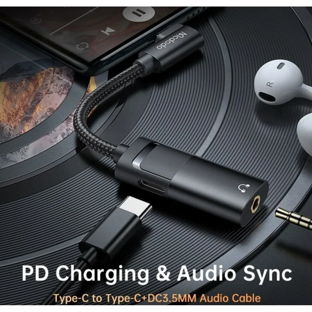 Mcdodo CA-1880 60W PD USB-C to USB-C and 3.5mm AUX Audio Cable - Image 3