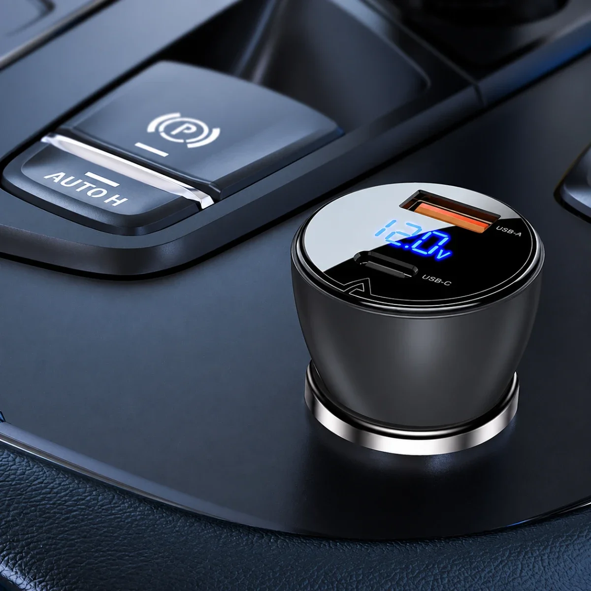 ACEFAST B6 63W Dual-Port Metal Car Charger with Digital Display – Transparent Black - Thumbnail 2