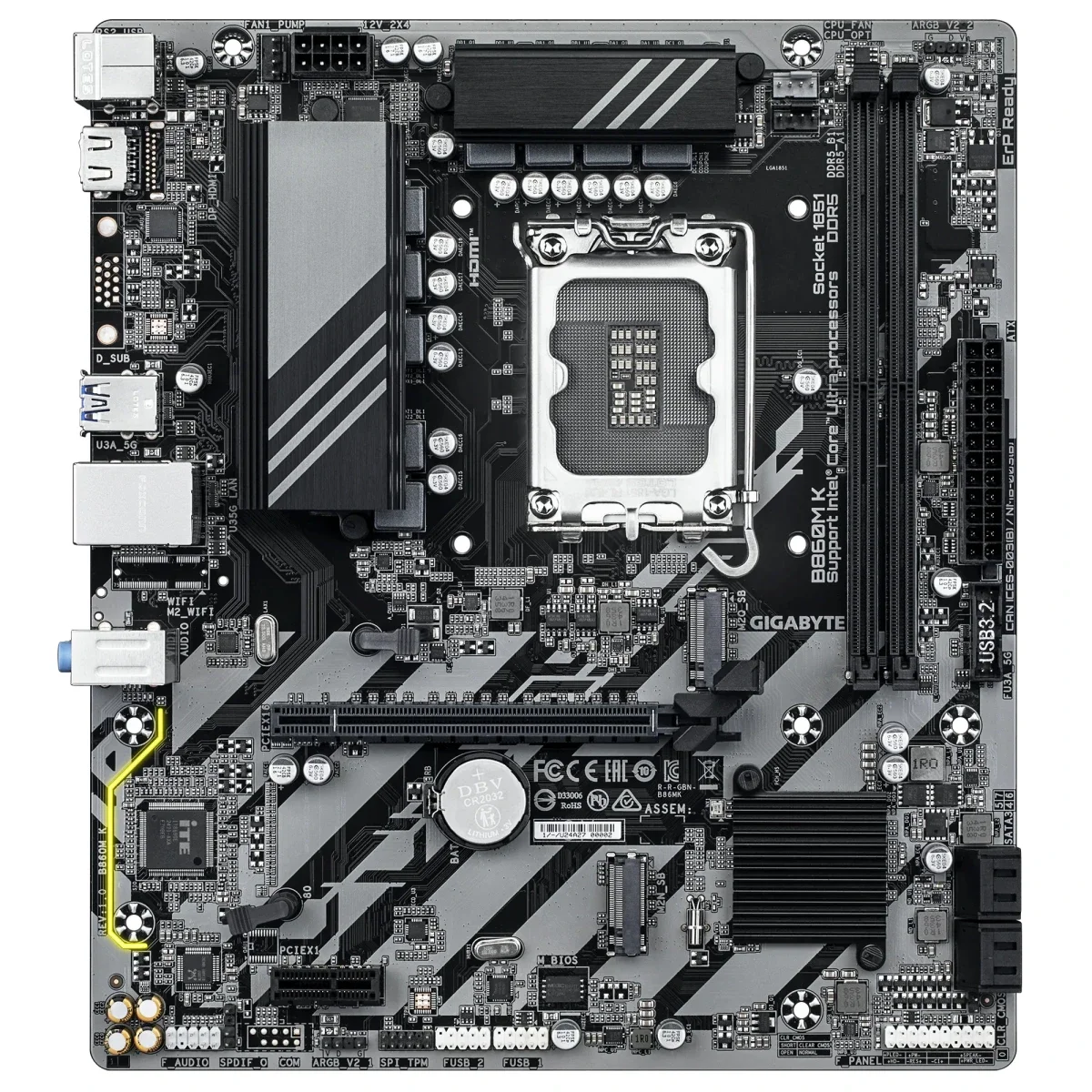 GIGABYTE B860M K DDR5 mATX Motherboard, LGA 1700, PCIe 4.0, Dual M.2 - Thumbnail 2