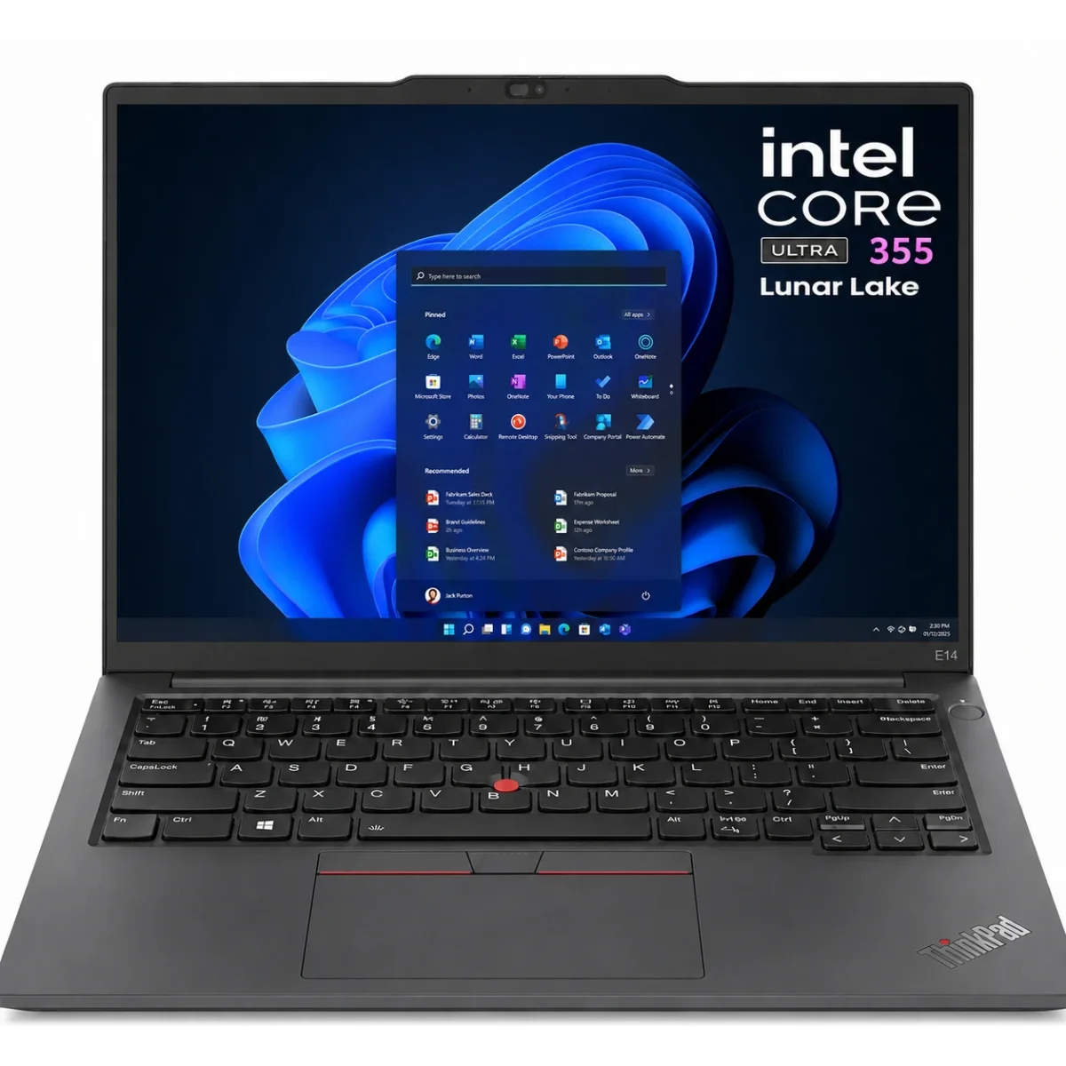 لابتوب Lenovo ThinkPad E14 Gen 8 (21Y60039EQ)، 14 إنش WUXGA IPS، Intel Core Ultra 7 355، رام 16GB DDR5، SSD NVMe سعة 1TB، Wi-Fi 7، Thunderbolt 4، كيبورد عربي مضيء، أسود، كفالة سنة