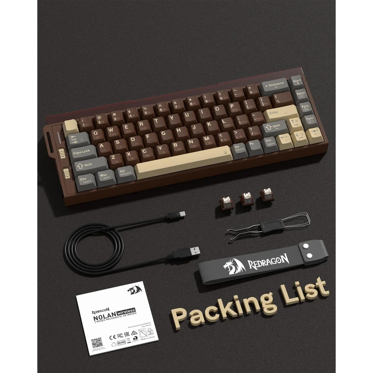 Redragon K752 60% Tri-Mode Wireless Mechanical Gaming Keyboard with RGB - Thumbnail 9