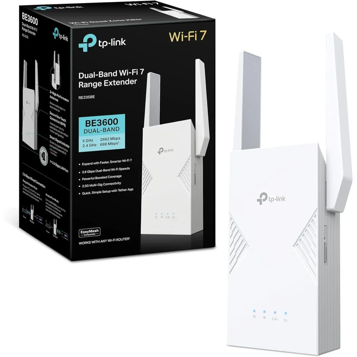 مقوي إشارة TP-LINK RE235BE BE3600 واي فاي 7 ثنائي النطاق مع إيثرنت 2.5G