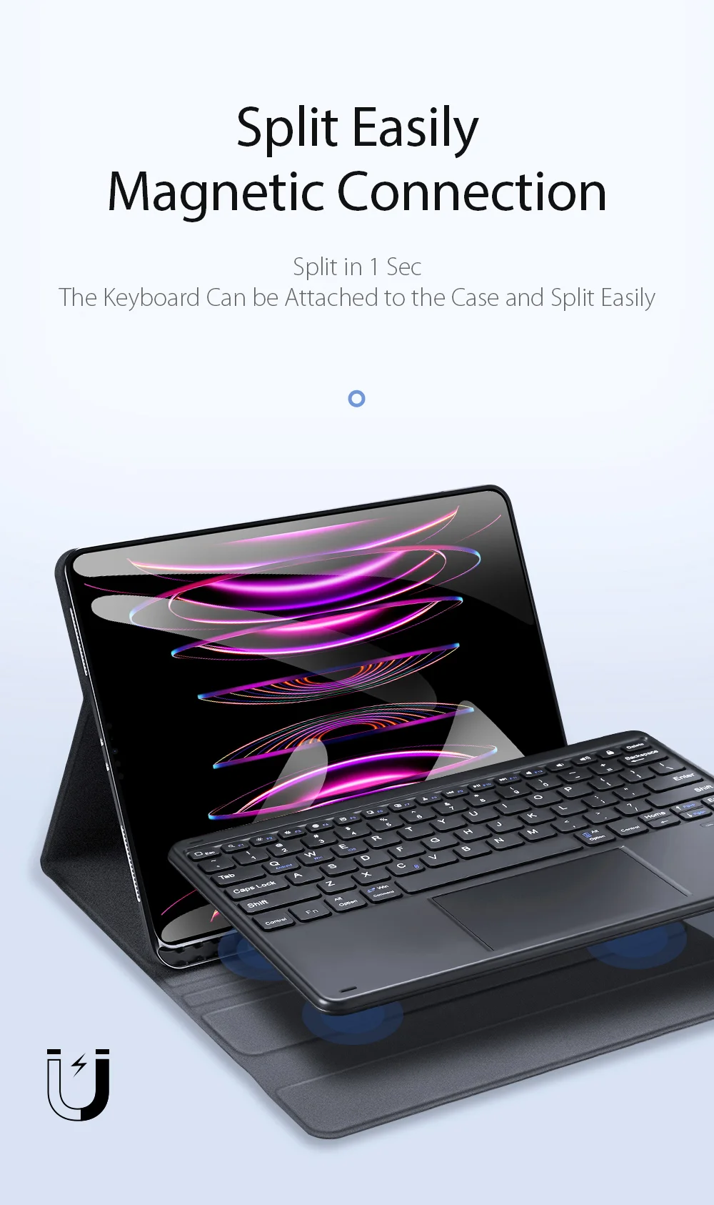 جراب لوحة مفاتيح DUX DUCIS TK Series بلوتوث جلدي مع لوحة لمس لجهاز iPad Pro مقاس 12.9 إنش (2020/2021/2022)، تخطيط إنجليزي - أسود - Thumbnail 10