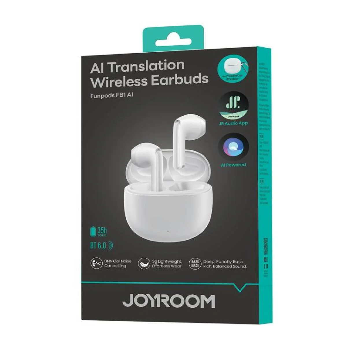 سماعات JOYROOM FunPods JR-FB1 AI لاسلكية بتقنية BT 6.0 وتشغيل 35 ساعة، أبيض - Image 7