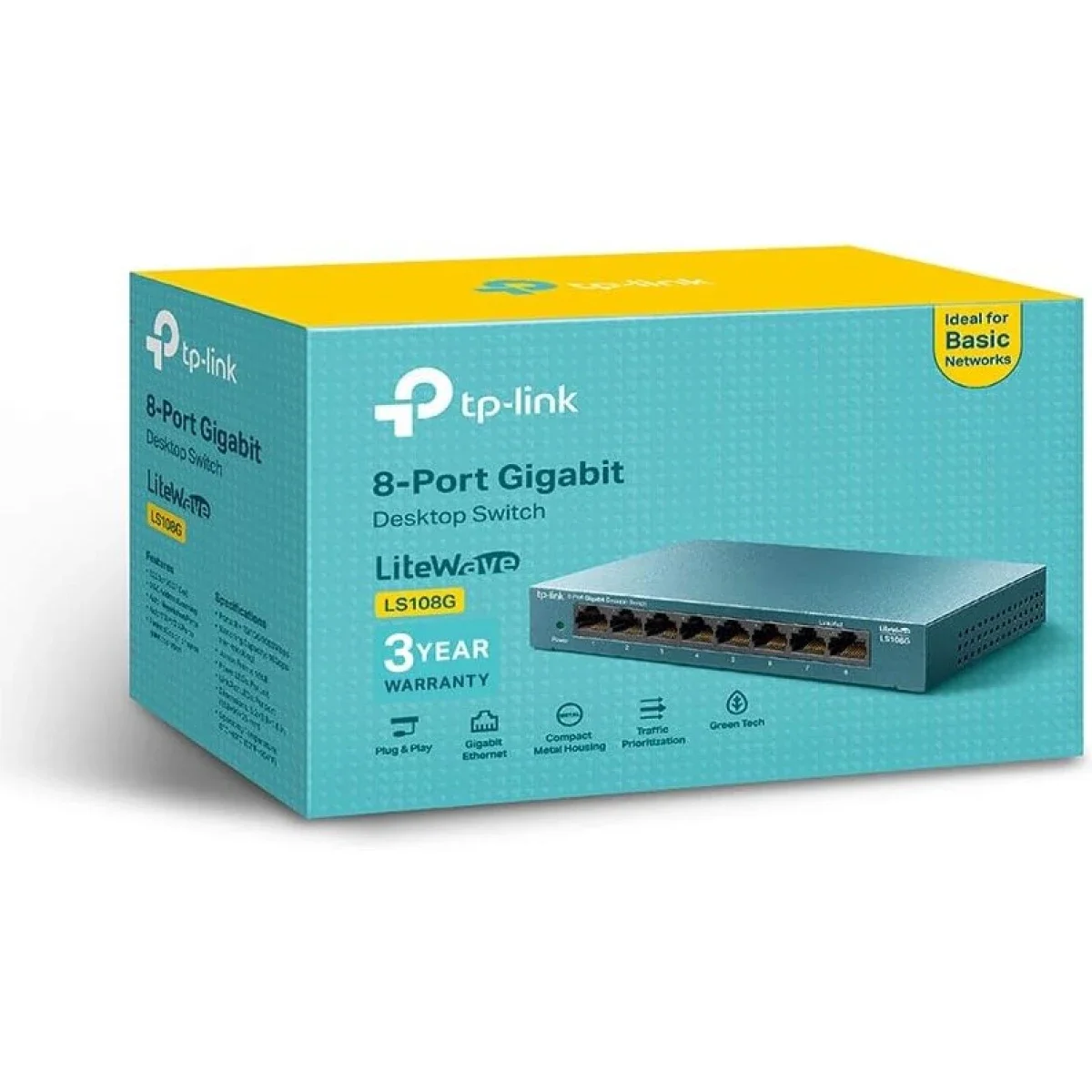 TP-LINK LS1008G 8-Port Gigabit Desktop/Wall-Mount Ethernet Switch