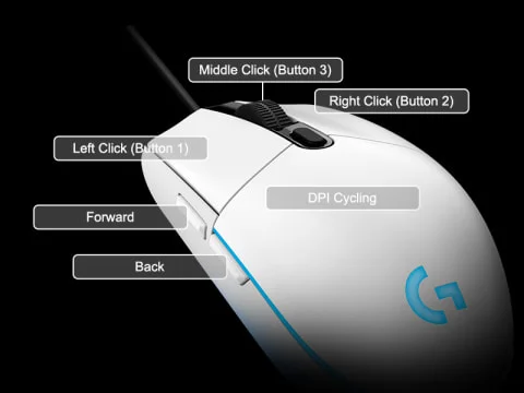ماوس ألعاب Logitech G203 سلكي بدقة 8,000 DPI وإضاءة LIGHTSYNC RGB، أسود - Thumbnail 17