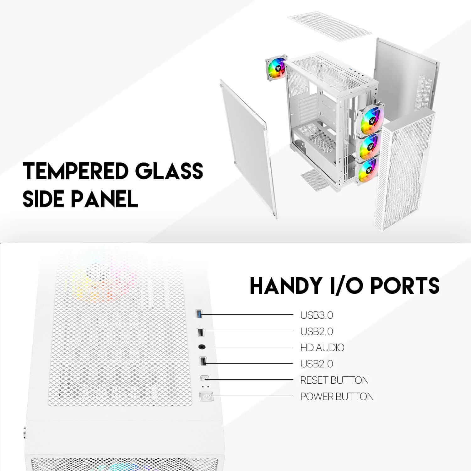 Fantech RHOMBUS XL CG84 Mid-Tower PC Case White - Thumbnail 8