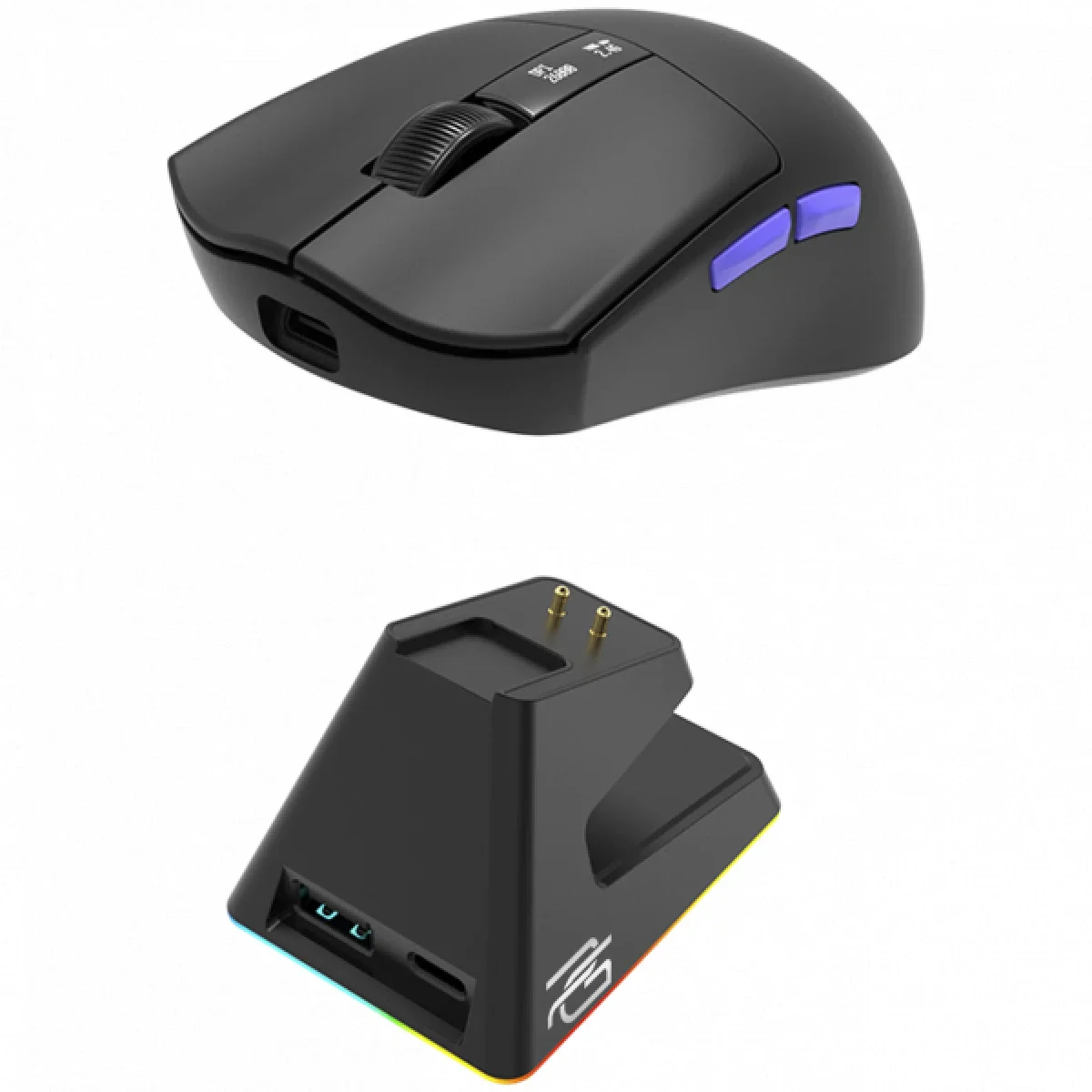 Proove Jester 8K Tri-Mode Wireless Gaming Mouse 26000 DPI with Charging Dock Black/Purple - Thumbnail 3