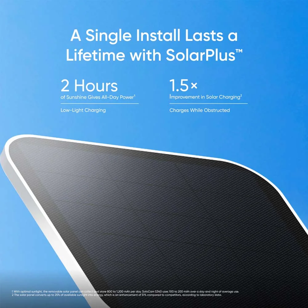 كاميرا مراقبة Anker eufy SoloCam S340 خارجية لاسلكية بعدستين ولوح شمسي - Image 3
